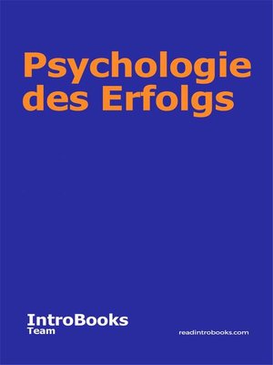 cover image of Psychologie des Erfolgs